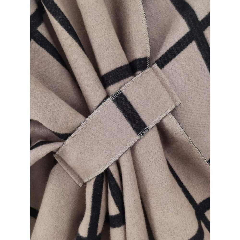 Women's Az Black and Khaki Fall Winter Shawl Open Front Cardigan Imported Shawls - Picture 7 of 8